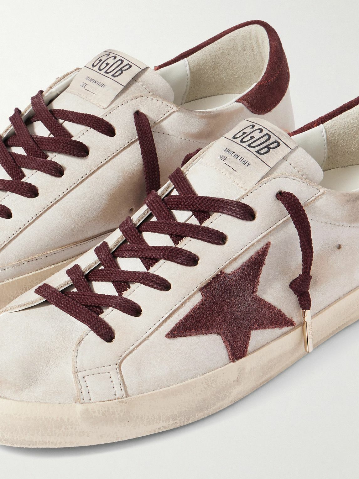 Golden Goose - Super-Star Distressed Suede-Trimmed Leather Sneakers - White