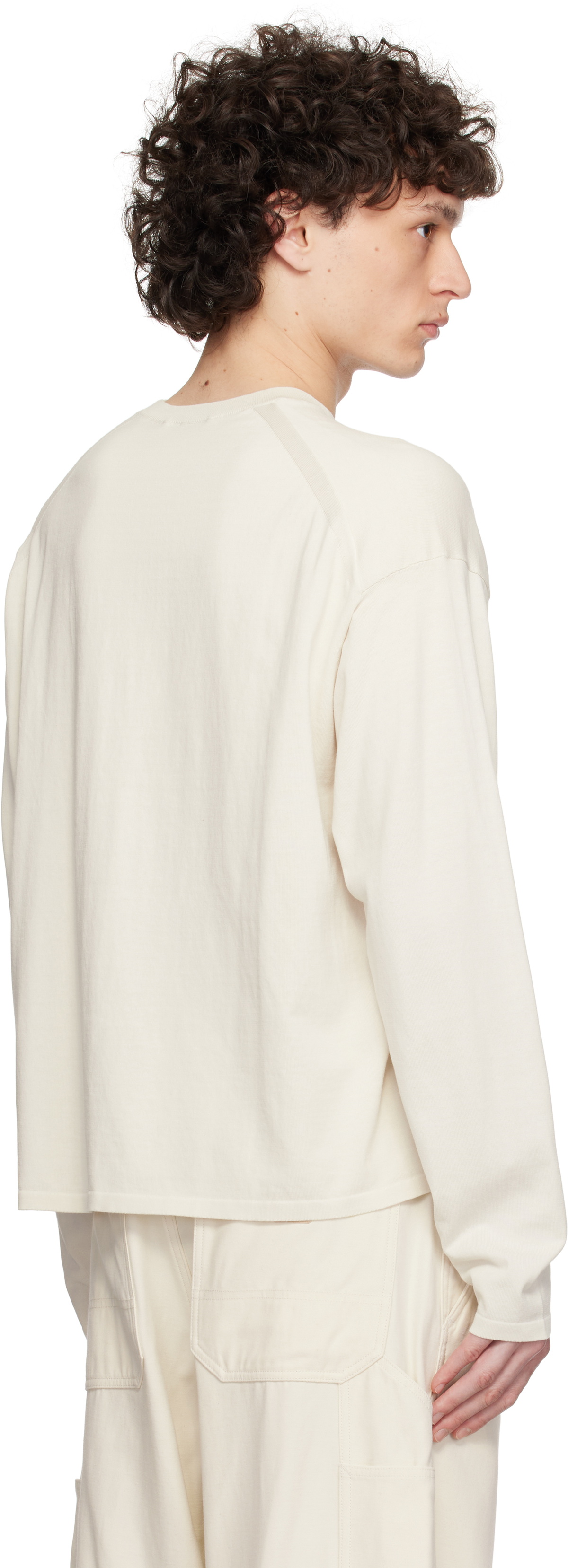 YLÈVE Off-White Gas Singeing Cotton Knit T-shirt