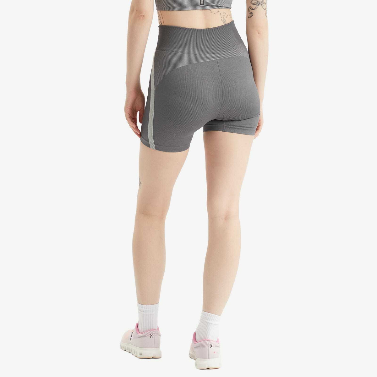 ON Women's Studio Knit Cycling Shorts in Rock/Glacier