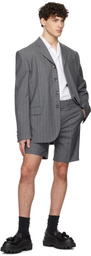 Moschino Gray Wool Pinstripe Shorts