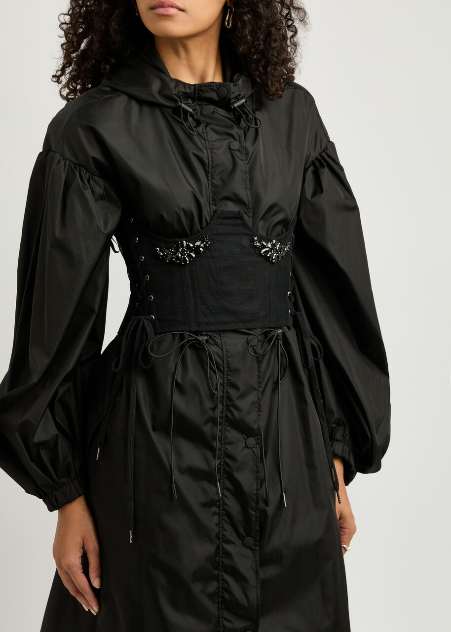 Simone Rocha Crystal-embellished Mesh Corset top Black