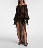 Blumarine Asymmetric ruffled printed miniskirt