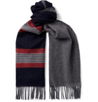 Johnstons of Elgin - Reversible Fringed Cashmere and Merino Wool-Blend Scarf - Gray