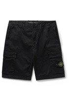 Stone Island - Straight-Leg Garment-Dyed Cotton-Blend Twill Cargo Shorts - Black