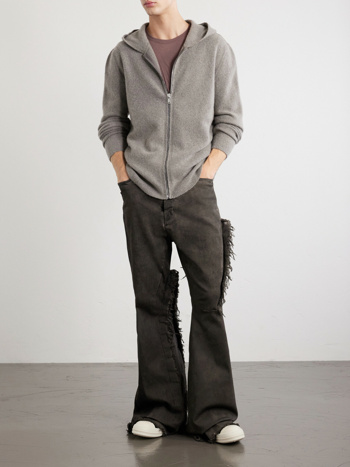 Rick Owens - Cashmere-Blend Felt Zip-Up Hoodie - Gray