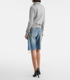 Area Distressed embellished denim shorts