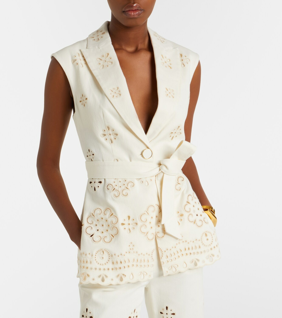 Veronica Beard Townes eyelet cotton twill vest