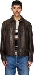 Hugo Brown Regular-Fit Leather Jacket