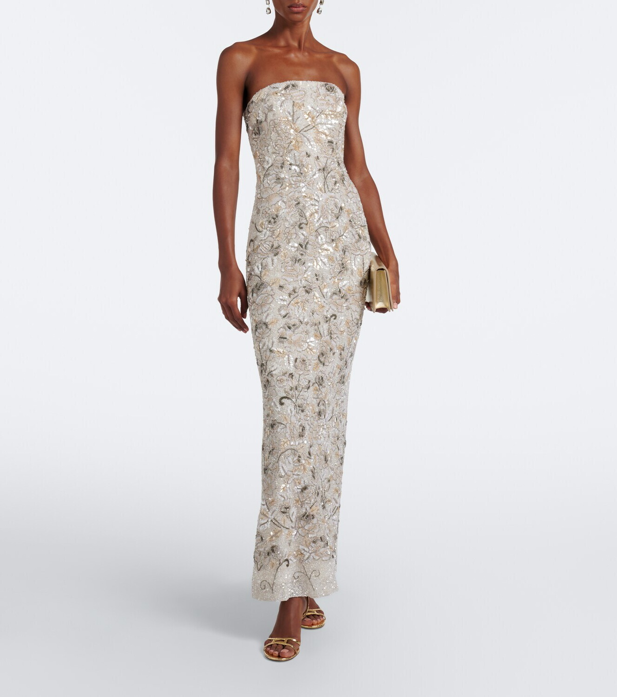 Là Fuori Icey Rose embellished floral bustier gown