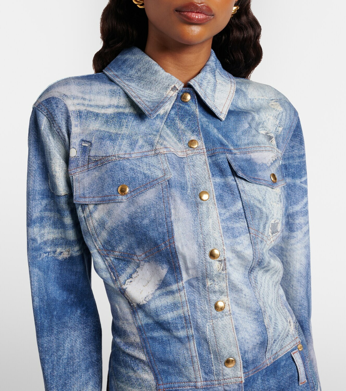 Roberto Cavalli Printed trompe l’œil denim jumpsuit