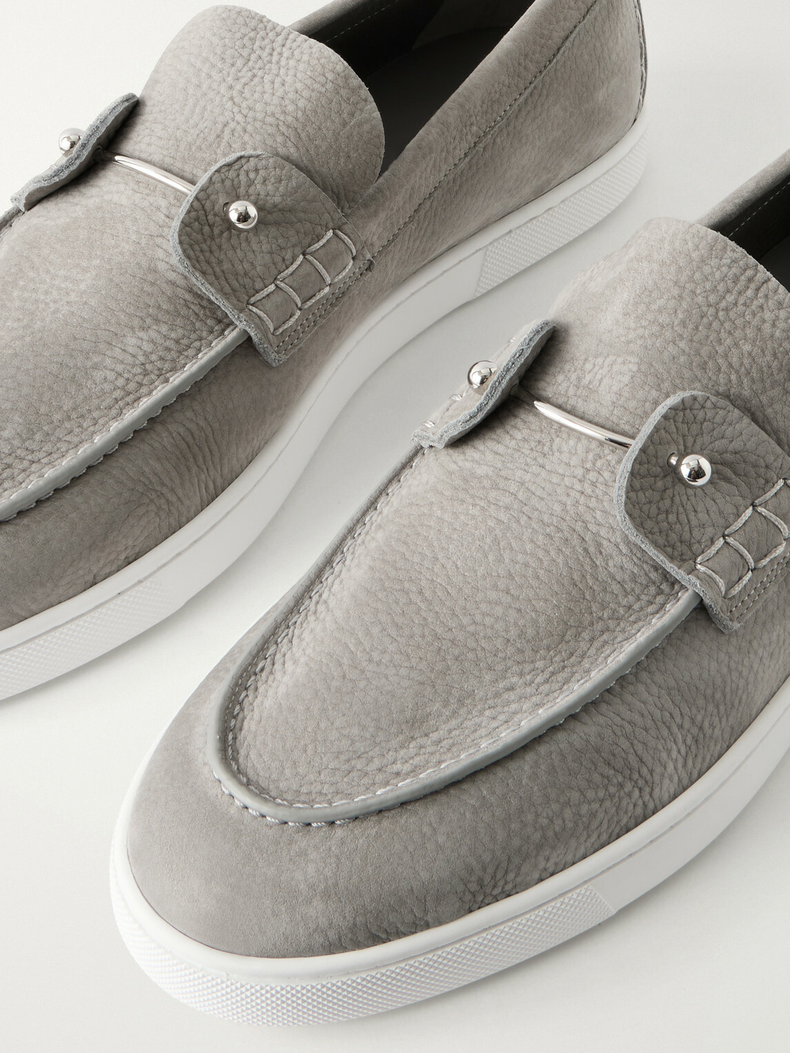 Christian Louboutin - Chambeliboat Full-Grain Nubuck Loafers - Gray