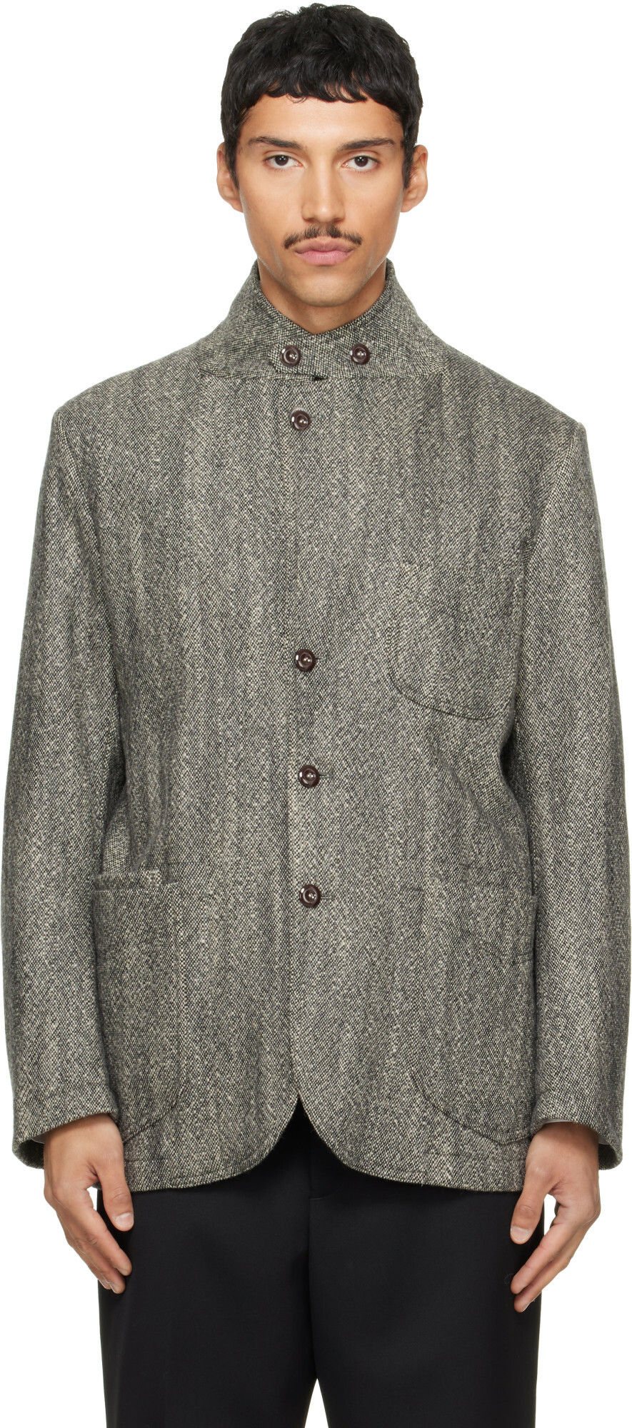 Drake's Gray Herringbone Tweed Mk. VII Games Blazer
