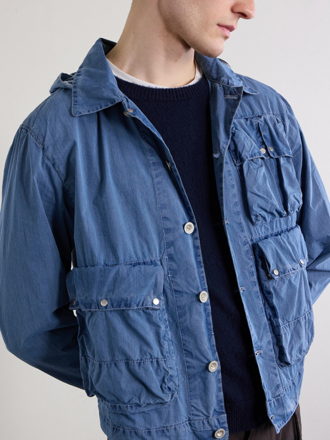 C.P. Company - Garment-Dyed 50 Fili Wax Hooded Jacket - Blue C.P.