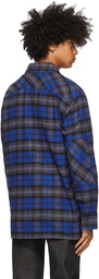 Acne Studios Blue Flannel Patch Shirt