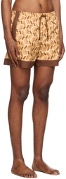 Dries Van Noten Yellow Printed Swim Shorts