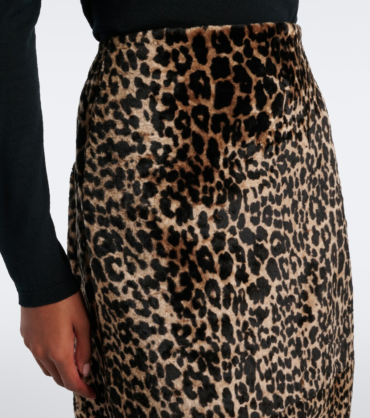 Nour Hammour Alana leopard-print shearling pencil skirt