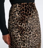 Nour Hammour Alana leopard-print shearling pencil skirt