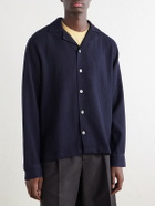 Frescobol Carioca - Safra Camp Collar Wool Shirt - Blue
