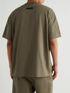 FEAR OF GOD ESSENTIALS - Oversized Logo-Flocked Cotton-Jersey T-Shirt - Brown