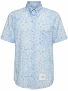 THOM BROWNE - Buttoned Cotton Straight Fit S/s Shirt