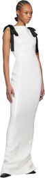 Mônot White Bows Sequins Maxi Dress