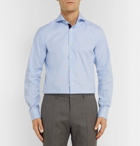 Canali - Light-Blue Slim-Fit Cutaway-Collar Puppytooth Cotton Shirt - Men - Light blue