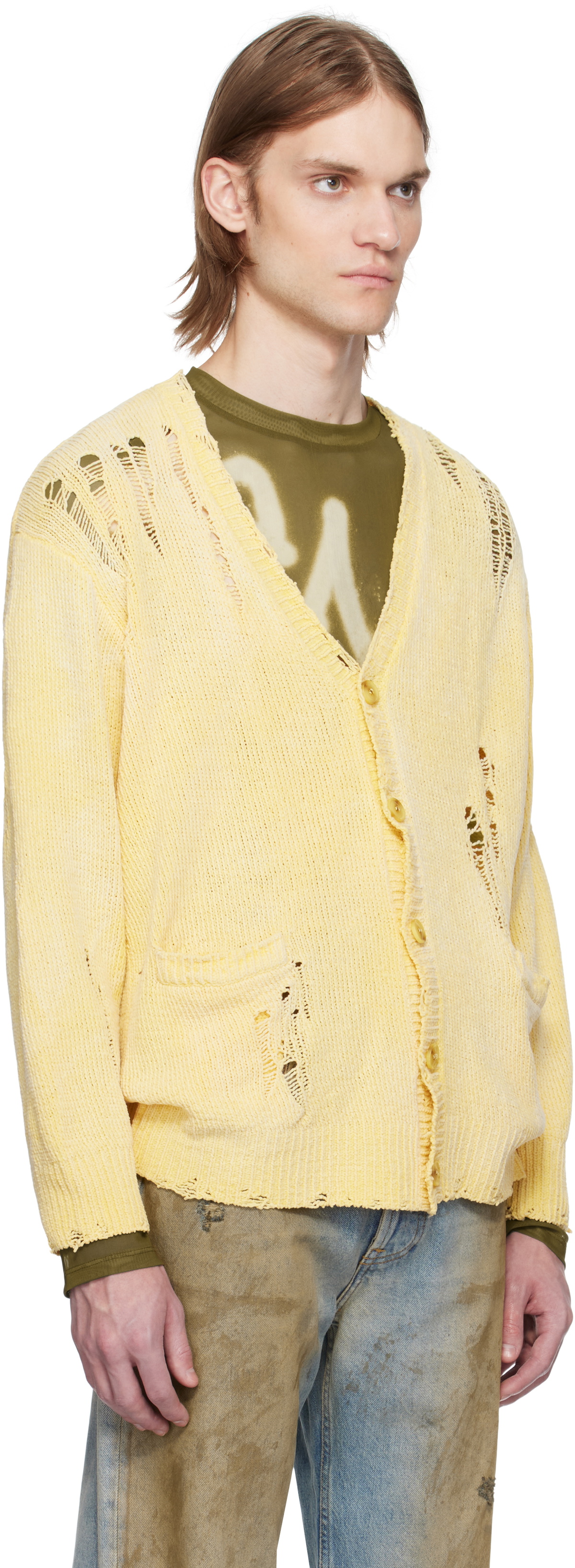 R13 Yellow Boyfriend Cardigan