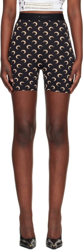 Photo: Marine Serre Black Recycled Moon Jersey Mini Shorts