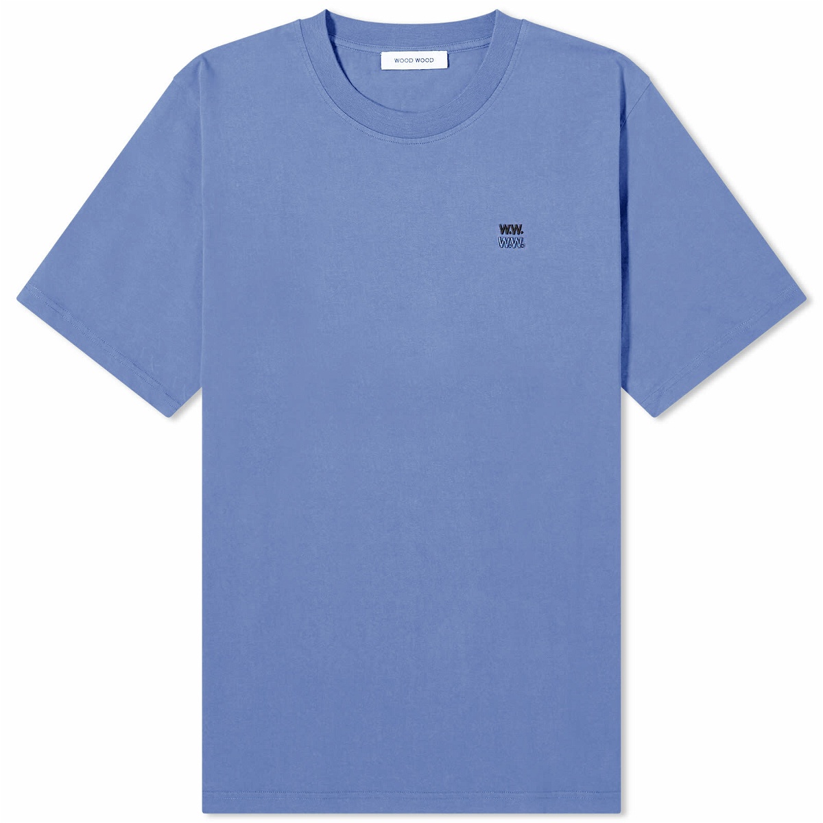 Photo: Wood Wood Men's Bobby Double Logo T-Shirt in Silver Blue