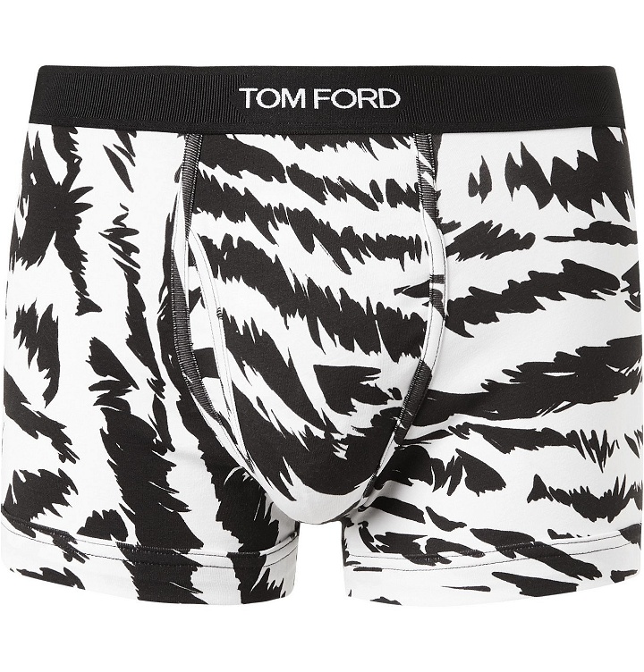 Photo: TOM FORD - Zebra-Print Stretch-Cotton Jersey Boxer Briefs - White