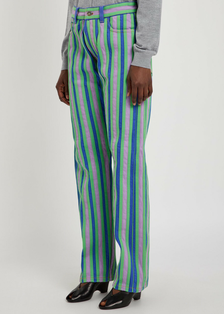 Versace Striped Straight-leg Jeans Blue