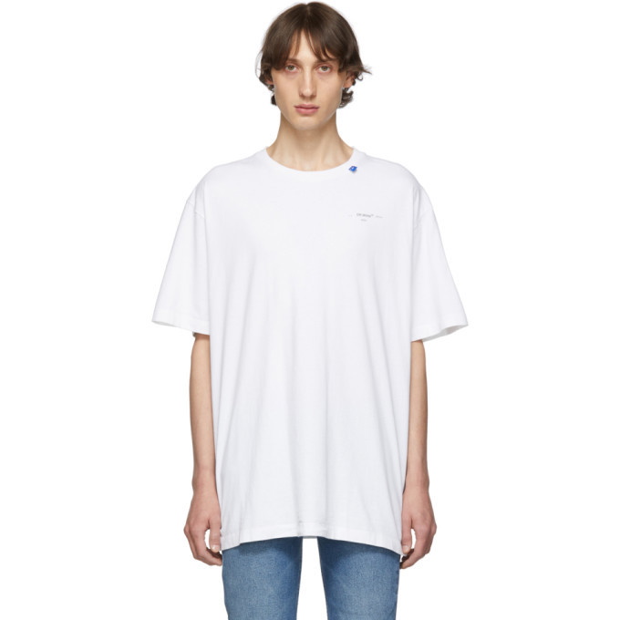 Photo: Off-White White and Silver Oversized Unfinished T-Shirt