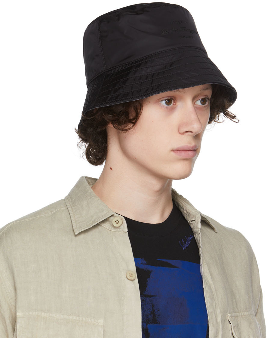 Salvatore Ferragamo Reversible Black Bucket Hat Salvatore Ferragamo