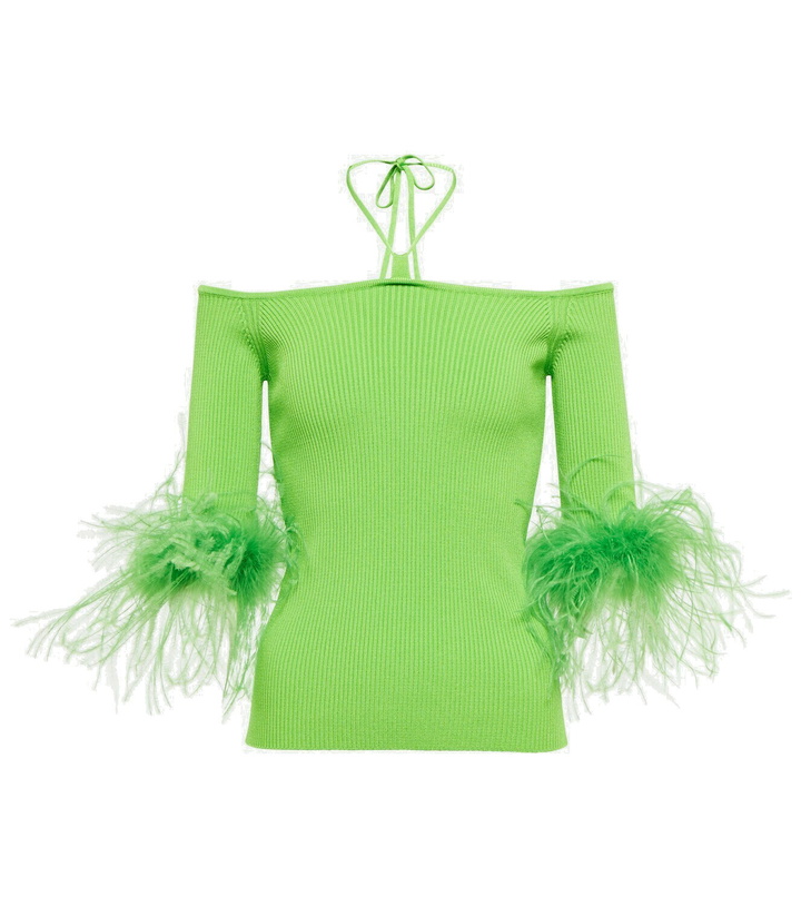 Photo: Giuseppe di Morabito Feather-trimmed knitted top