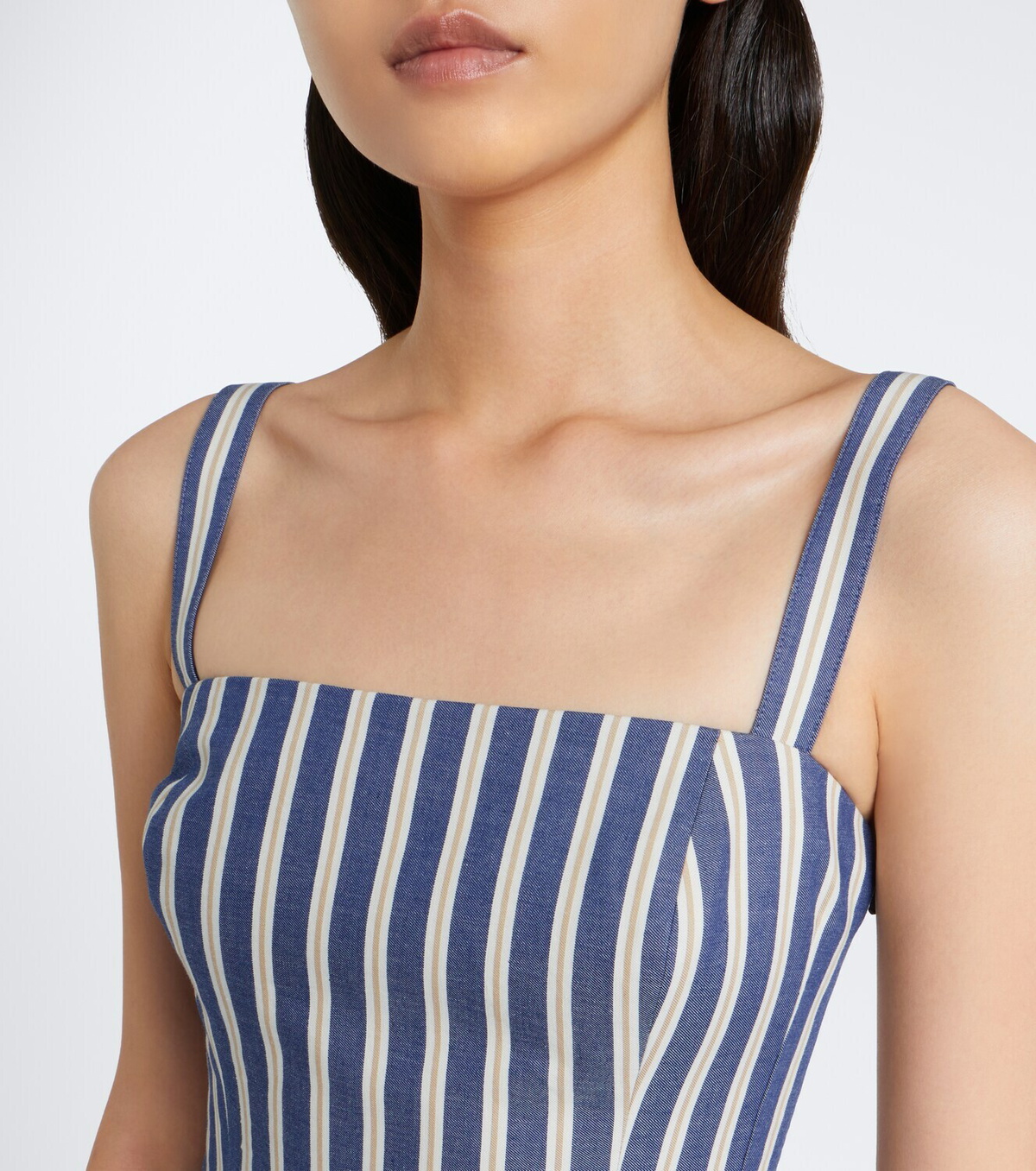 Carolina Herrera Striped draped cotton cocktail dress