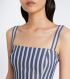 Carolina Herrera Striped draped cotton cocktail dress