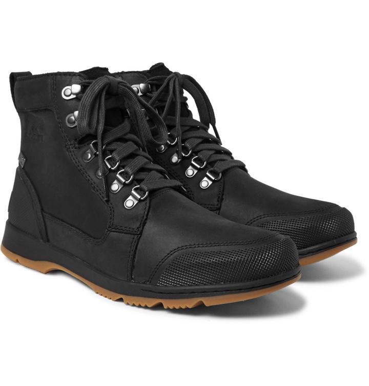Photo: Sorel - Ankeny II Rubber-Trimmed Leather Boots - Black