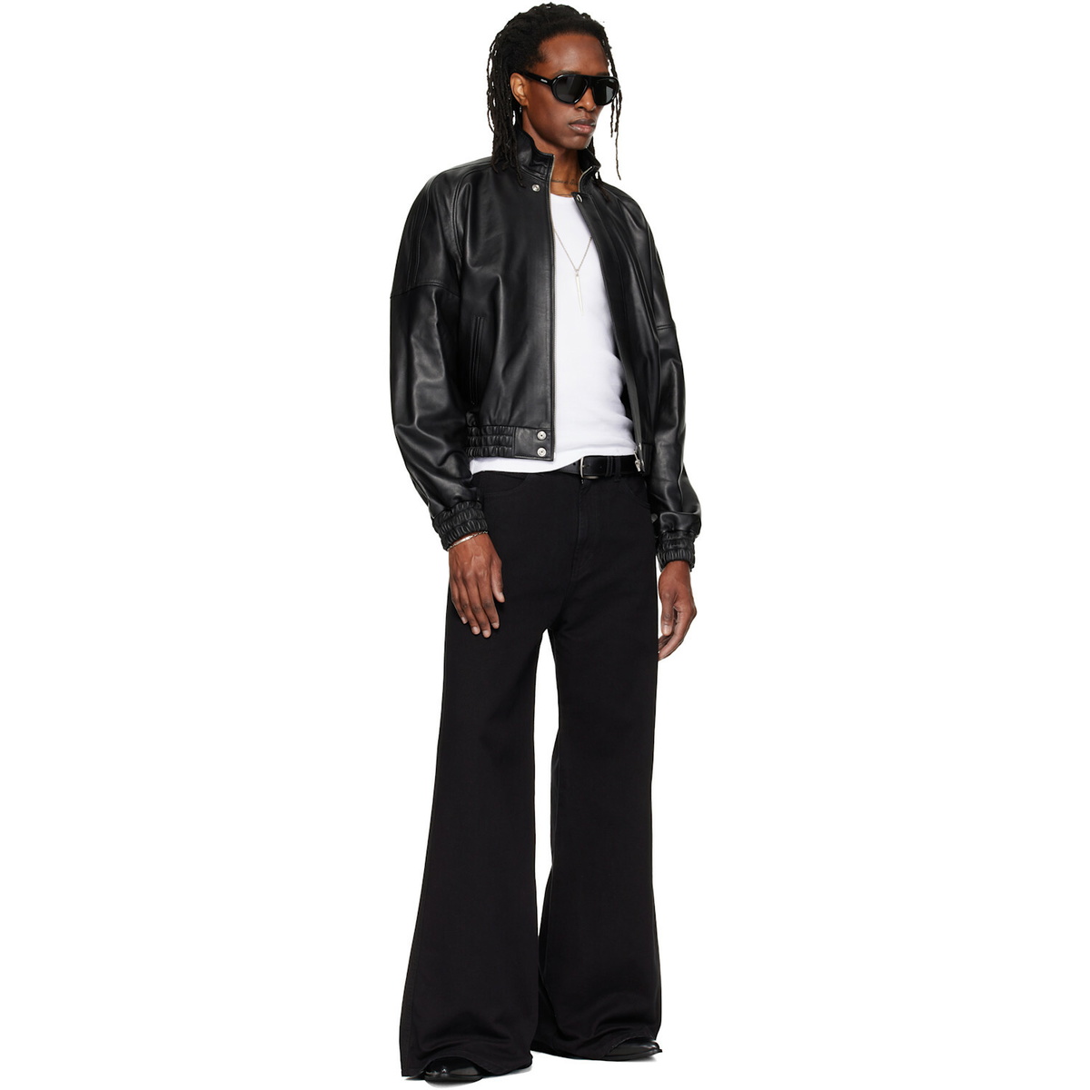 LU'U DAN Black Blouson Leather Jacket