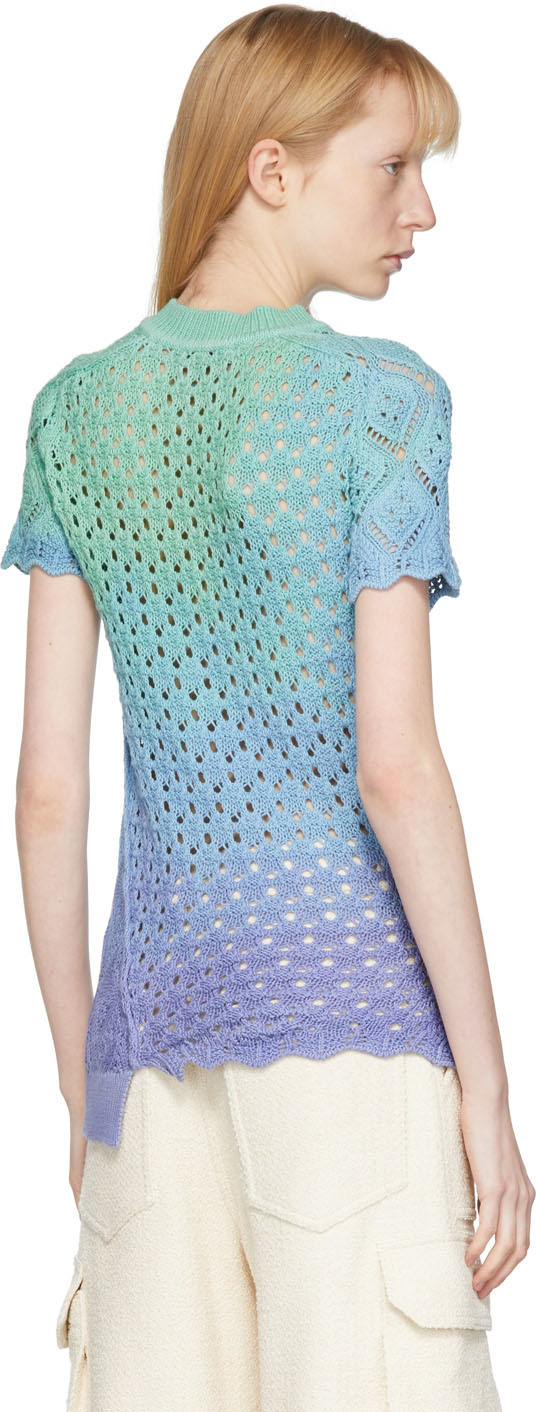 The Attico Blue & Green Crochet T-Shirt