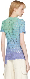The Attico Blue & Green Crochet T-Shirt