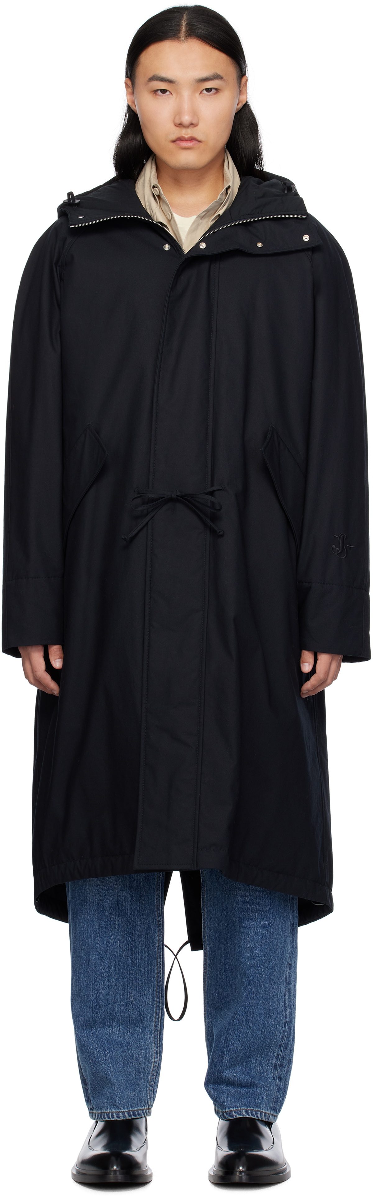 Jil Sander Navy Hooded Coat