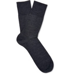 Falke - Airport Mélange Virgin Wool-Blend Socks - Dark gray