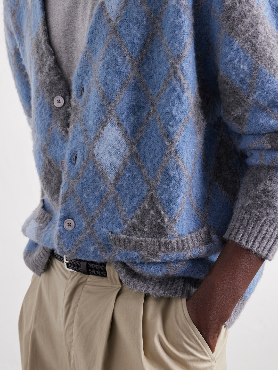 NN07 - Chris 60077 Argyle-Jacquard Cardigan - Blue
