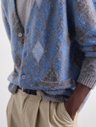 NN07 - Chris 60077 Argyle-Jacquard Cardigan - Blue