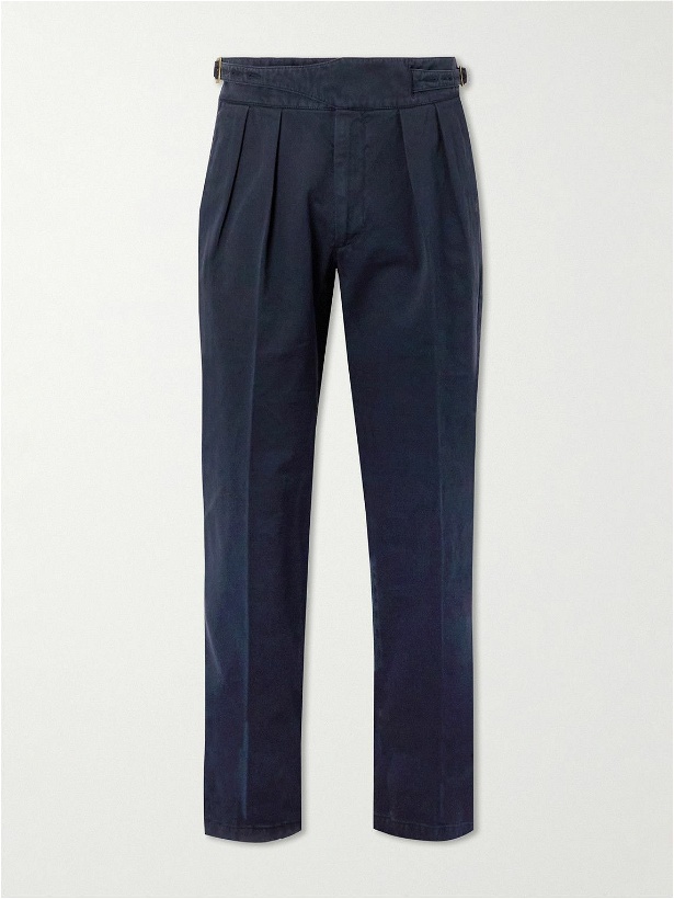 Photo: Rubinacci - Manny Tapered Pleated Cotton-Twill Trousers - Blue