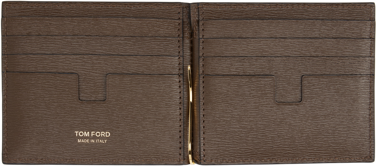TOM FORD Brown T Line Money Clip Wallet TOM FORD