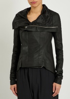 Rick Owens Naska Asymmetric Leather Jacket Black