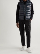 Moncler - Ragot Logo-Appliquéd Quilted Glossed-Shell Hooded Down Gilet - Blue