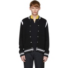 Givenchy Black and White Teddy 4G Varsity Bomber Jacket