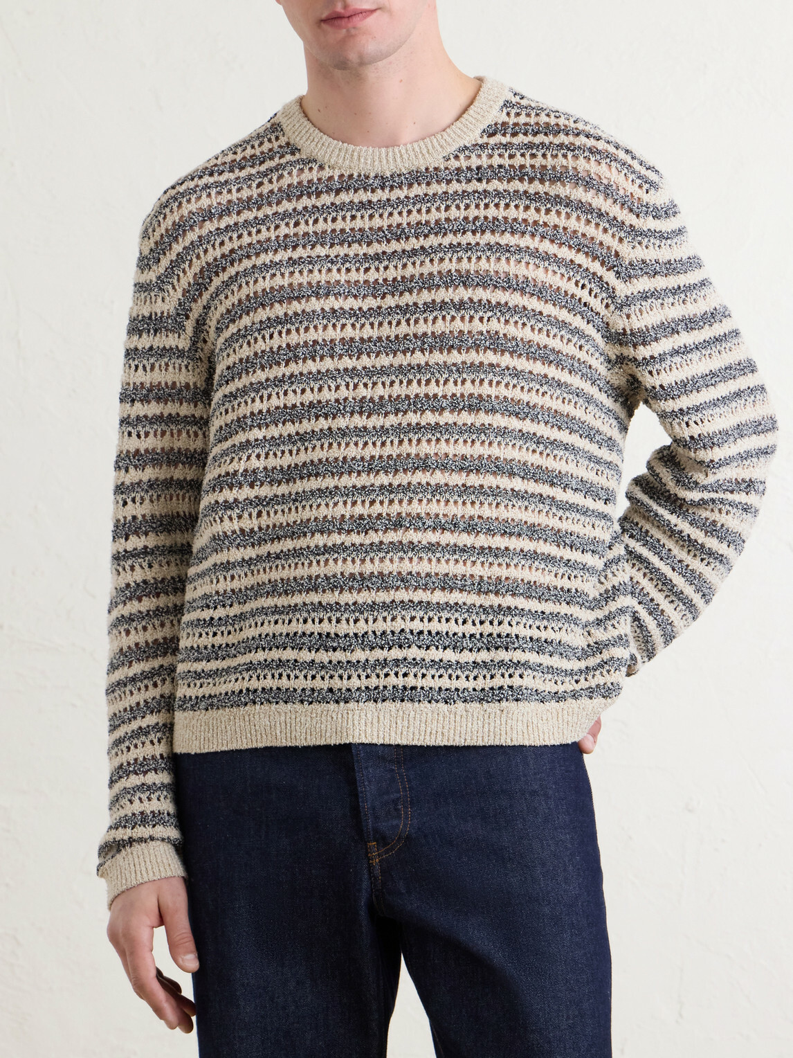 Aimé Leon Dore - Striped Open-Knit Cotton-Blend Sweater - Multi